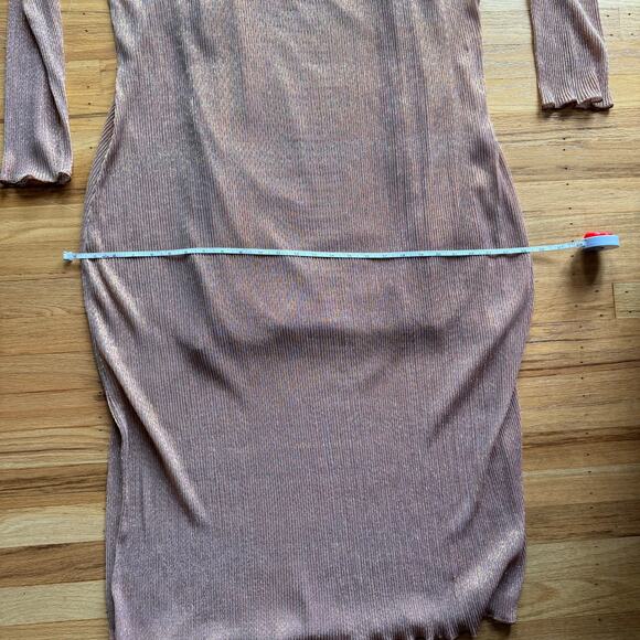 Leith Champagne Gold Long Sleeve Sheer Midi Dress Size 1X NWT Party Holiday NYE - Picture 15 of 16